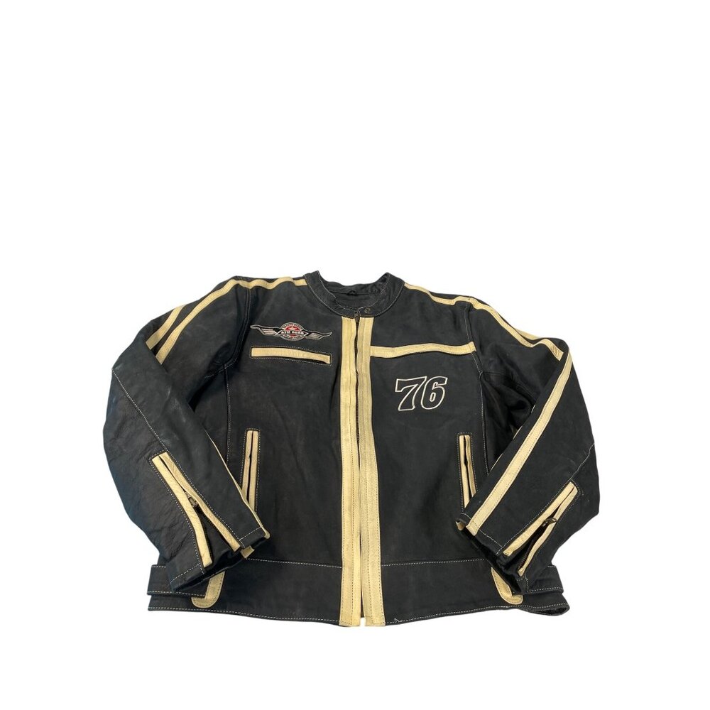 6th Gear Speedicec womans Black Beige Leather Motorcycle Jacket Size M SKU 9244